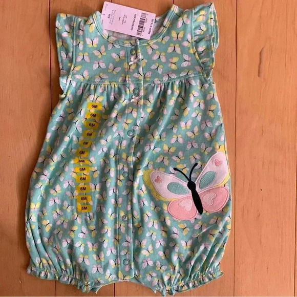 Carter's Romper Shorts Outfits Lot Of 3 Size 6M Infant Girls Butterfly Carters - Picture 5 of 8